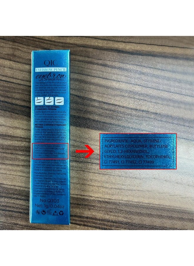 QIC Eyebrow 4 Tip Brow Pencil,Microblading Eyebrow Pen Waterproof Long-Lasting Eyebrow Microblading Pen Eyebrow Pencil with an Upgrade Micro-Fork Tip Applicator for Natural Eyebrow (Light Brown-01)