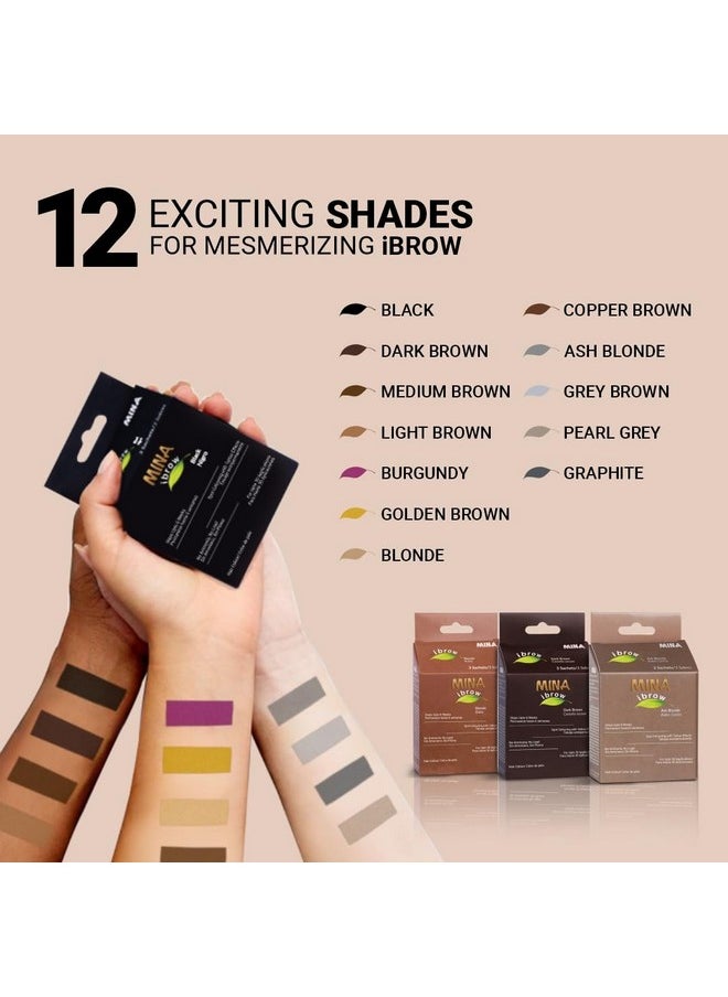 MinaiBrow Tint Kit Dark Brow | Natural Spot Coloring Brow Tinting Powder with Stain remover, Softly Removes Color from Skin - Smudge Proof Tint