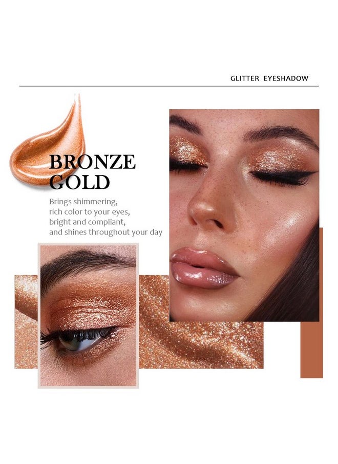 evpct 6 Colors Gold Liquid Glitter Shimmer Eyeshadow Set for Eyes Silver Shimmer Sparkle Shiny Light Glitter Metallic Pigment Colorful Eye Shadow Liner Makeup Palette Kit Quick Drying Longwearing A