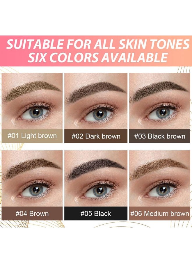 evpct 1Pcs Midium Brown Magic Microblading Dual-Ended Eyebrow Contouring Pen Brow Pencil, with 4 Brush Micro-Fork-Tips Applicator and Precise Brush-Tip, Hair Like Stroke, with Dual-ended Eyebrow Brush