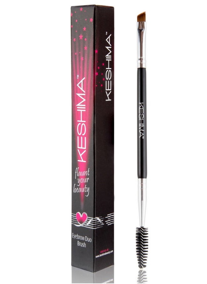 Eyebrow Brush Duo by Keshima - Premium Quality Angled Eye Brow Brush and Eyebrow Spoolie