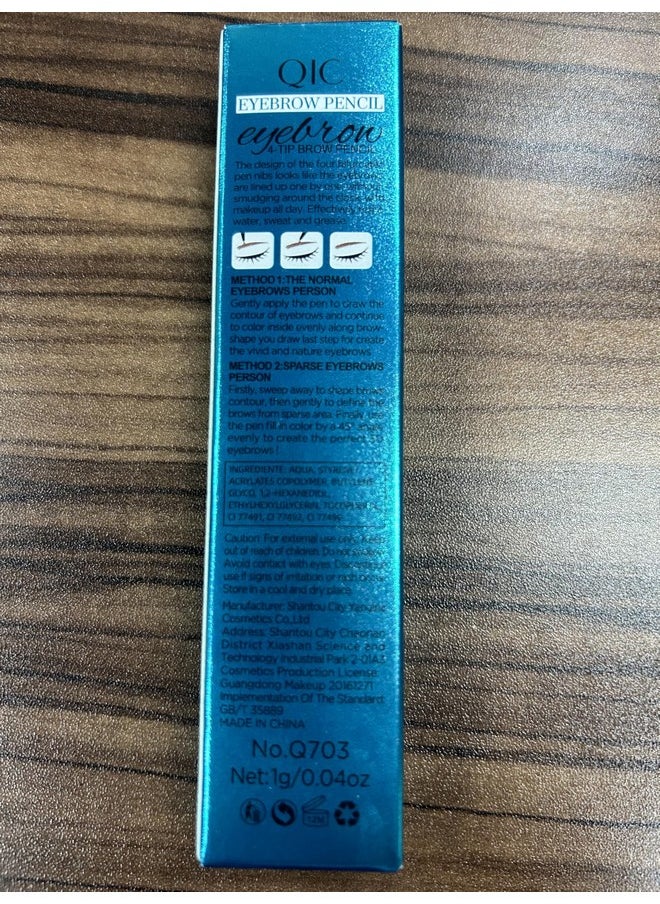 Eyebrow Pencil with 4 Tip Microblade for Natural Eyebrow Makeup Eyebrow Microblading Pen Waterproof &Smudge-Proof (2# Dark Brown)