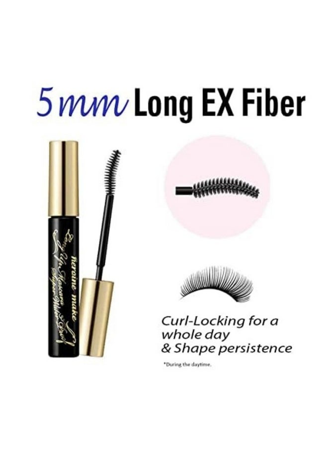 HEROINE MAKE by KISSME Long & Curl Up Waterproof Mascara Black, Lengthening & Volume Fiber Tubing Mascara Makeup, WP 01