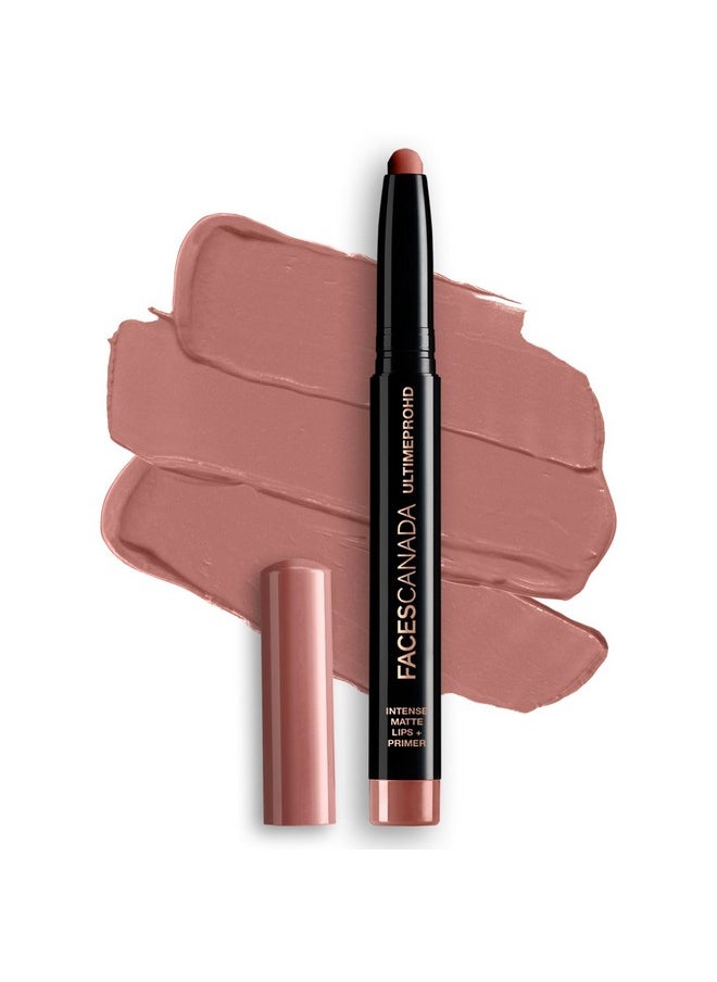 FACES CANADA Ultime Pro HD Intense Matte Lips + Primer - Rosy Brown N04, 1.4g | 9HR Long Stay | Primer Infused For Flawless HD Matte Finish | Intense Color Lightweight Silky Smooth Cream Application