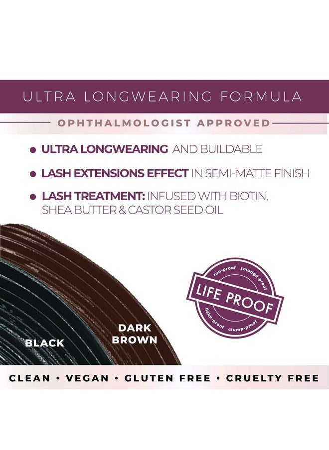 Blinc Lash Extension Tubing Mascara, Extreme Lengthening and Defining Mascara with Biotin, Ultra-Longwearing Washable Mascara, Clean, Vegan and Cruelty-Free, 9mL / 0.30 Fl. OZ (Brown)