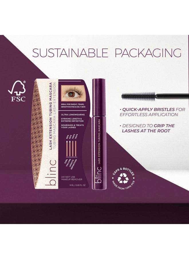 Blinc Lash Extension Tubing Mascara, Extreme Lengthening and Defining Mascara with Biotin, Ultra-Longwearing Washable Mascara, Clean, Vegan and Cruelty-Free, 9mL / 0.30 Fl. OZ (Brown)