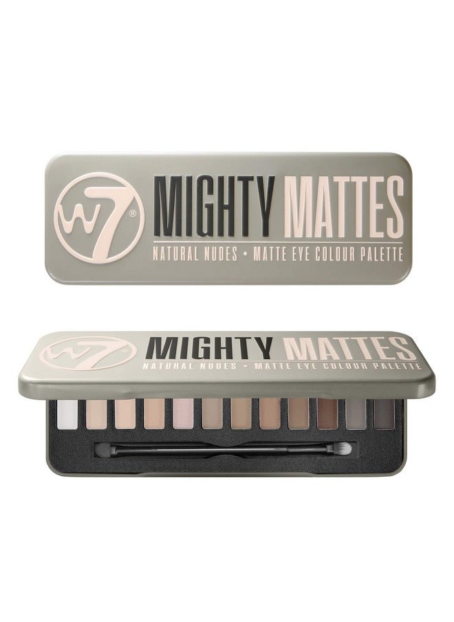 W7 Mighty Mattes Eyeshadow - 12 Matte Nude Colours - Flawless & Natural Long-Lasting Makeup Palette