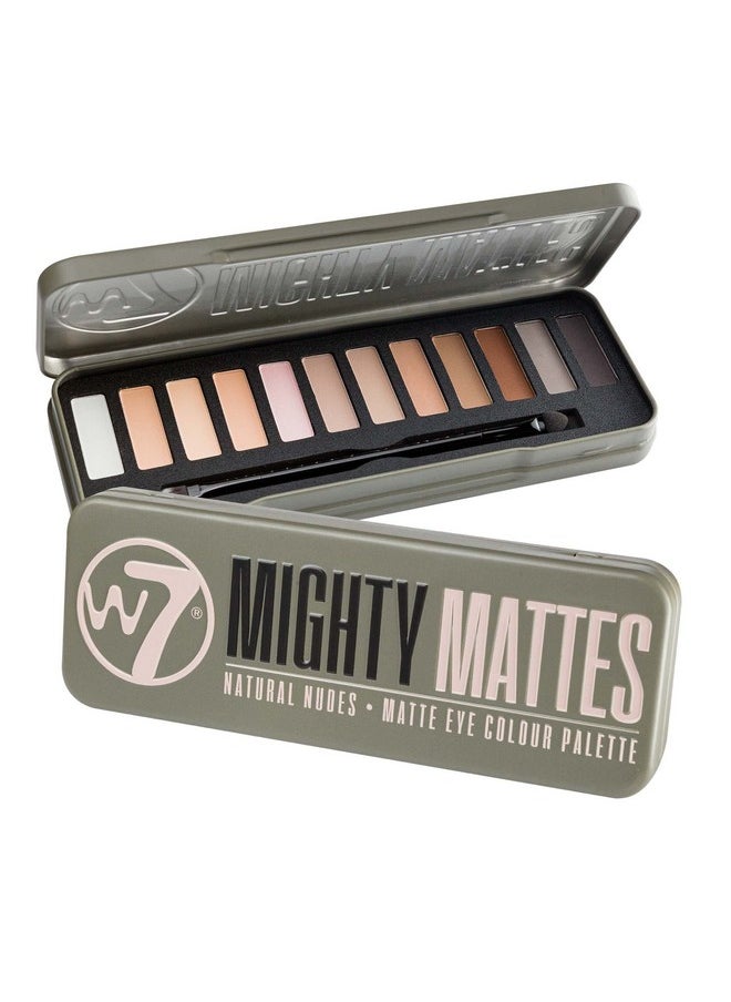 W7 Mighty Mattes Eyeshadow - 12 Matte Nude Colours - Flawless & Natural Long-Lasting Makeup Palette