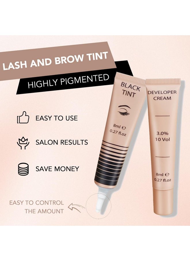 Libeauty Lash Color Kit, Instant Eyebrow Colour Kit Voluminous Natural Black Coloring Lasts for 4 Weeks Lash & Brow Treatment (Black）