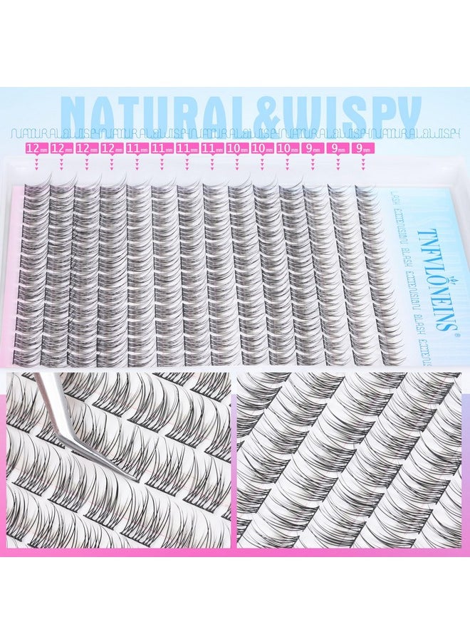 Natural Lash Extension Kit 168Pcs Lash Clusters Kit Wispy Eyelash Extensions 9-12MM Individual Lashes Extensions with Bond and Seal Lash Glue and Eyelash Extension Tweezers DIY at Home by TNFVLONEINS