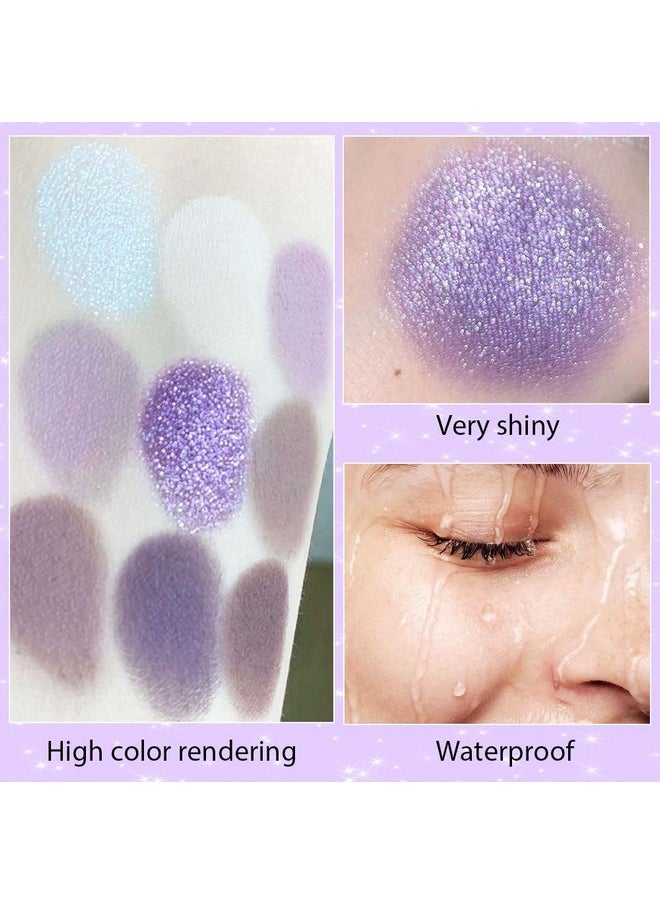 9 Colors Purple Silver White Tan Grape Matte Shimmer Eyeshadow Palette for Eye Makeup,High Pigmented Brown Eye Shadow Primers Powder Palet de sombras de ojos