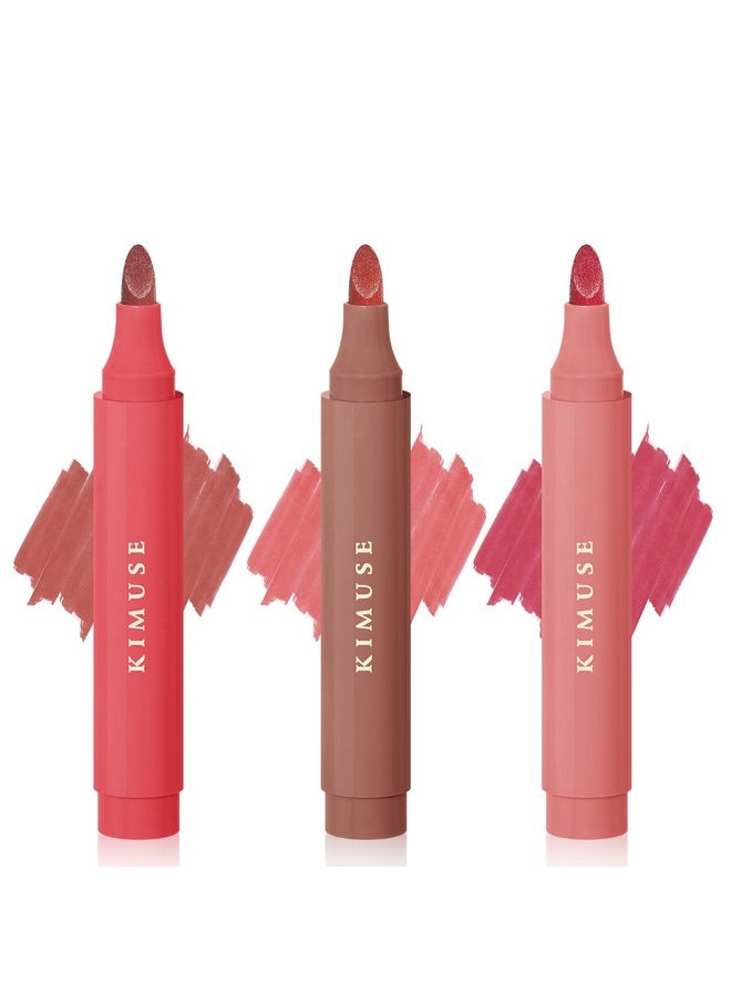 KIMUSE Lip Stain Tip Marker Set, Long Lasting Waterproof Smudgeproof Lip Liner Stain, Matte Natural Finish, All Day Wear Lip Color (Sunset Nudes)