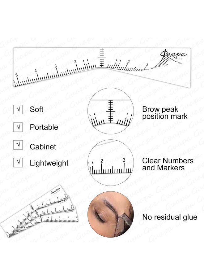 Guapa Eyebrow Ruler Stencils Easy Mapping Shaping Sticker Stencil Microblading Measure Tool Brow Shape Design Positioning Stickers for Permanent Makeup (White Set -5PCS)