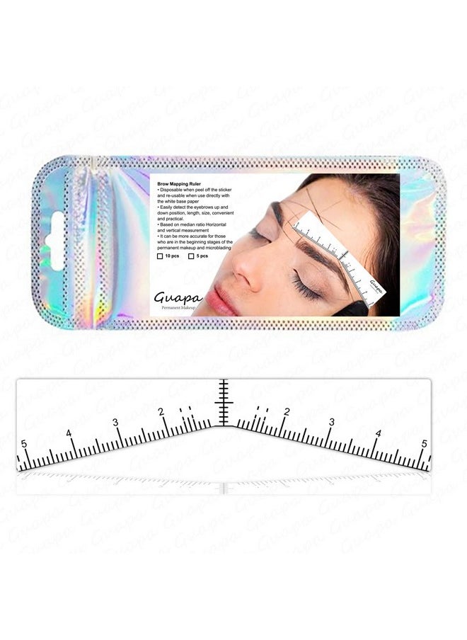 Guapa Eyebrow Ruler Stencils Easy Mapping Shaping Sticker Stencil Microblading Measure Tool Brow Shape Design Positioning Stickers for Permanent Makeup (White Set -5PCS)