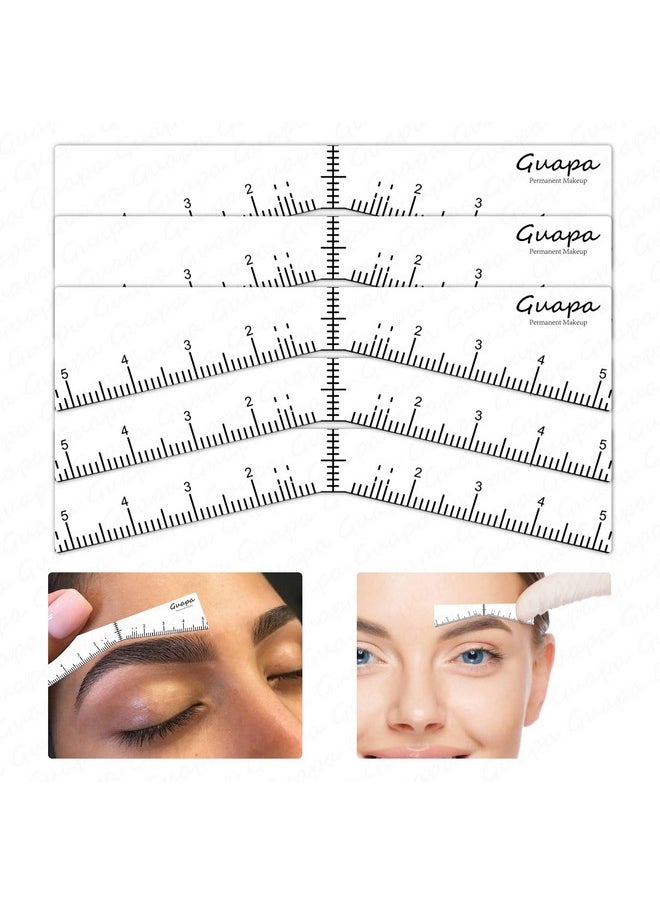 Guapa Eyebrow Ruler Stencils Easy Mapping Shaping Sticker Stencil Microblading Measure Tool Brow Shape Design Positioning Stickers for Permanent Makeup (White Set -5PCS)