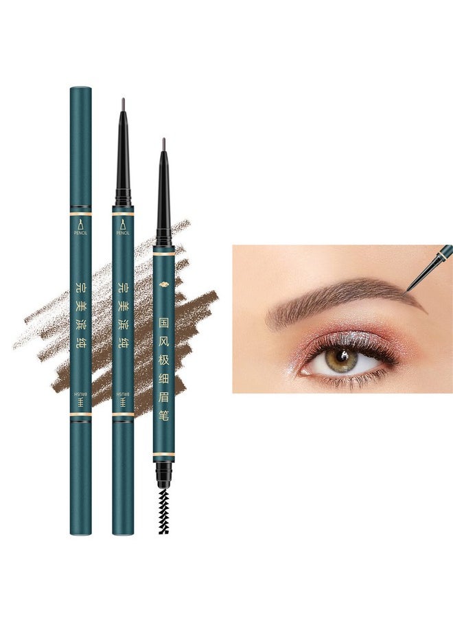 Eyebrow Pencil,3 PCS Waterproof Professional Makeup Micro Brow Pencil,Brow Kit with Eyebrow Brush and Razor,Ultra-Fine Mechanical Pencil