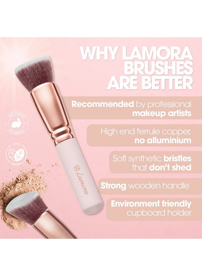 Kabuki Makeup Brush Set - Foundation Powder Blush Concealer Contour Brushes - Perfect for Liquid, Cream or Mineral Products - 10 Pc Collection with Premium Synthetic Bristles for Eye and Face Cosmetic