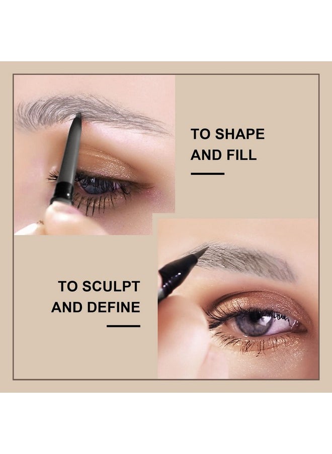 Music Flower 2 in 1 Microblading Eyebrow Pencil Tint 1.5mm Pen Waterproof 24h Long-lasting (3# Dark grey)