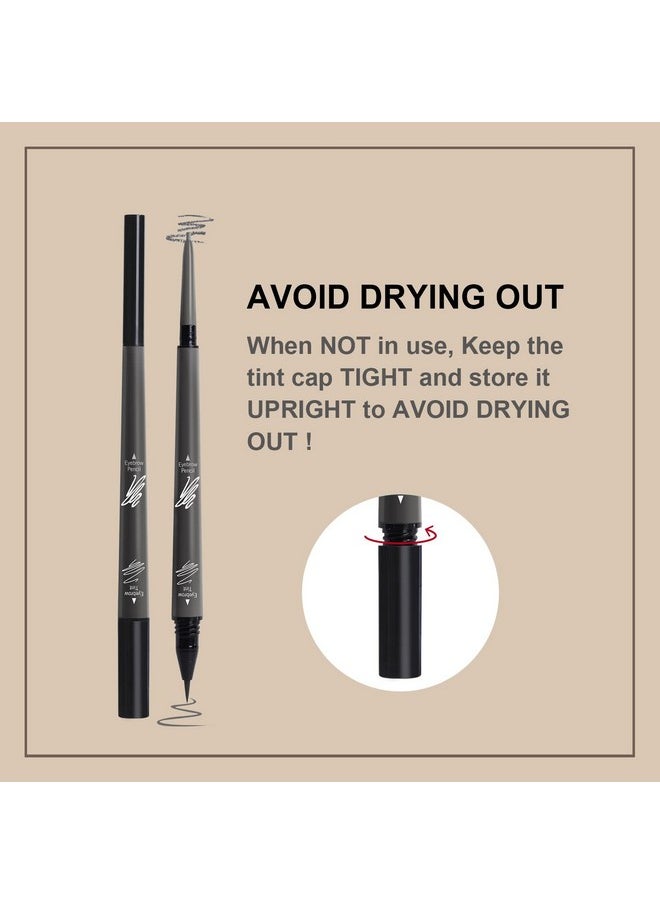 Music Flower 2 in 1 Microblading Eyebrow Pencil Tint 1.5mm Pen Waterproof 24h Long-lasting (3# Dark grey)