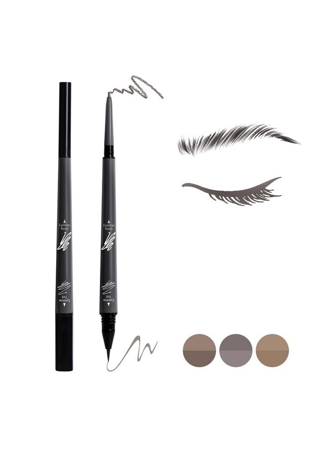 Music Flower 2 in 1 Microblading Eyebrow Pencil Tint 1.5mm Pen Waterproof 24h Long-lasting (3# Dark grey)