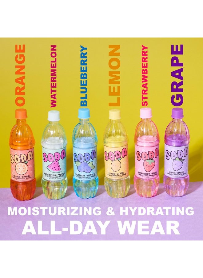 Expressions 6pc Soda Pop Lip Gloss Collection - Novelty Fruit Flavored Lip Gloss Set, Soda Bottle Cute Lip Gloss Value Pack, Teen Girls Party Favors, Non Toxic Lip Gloss For Girls
