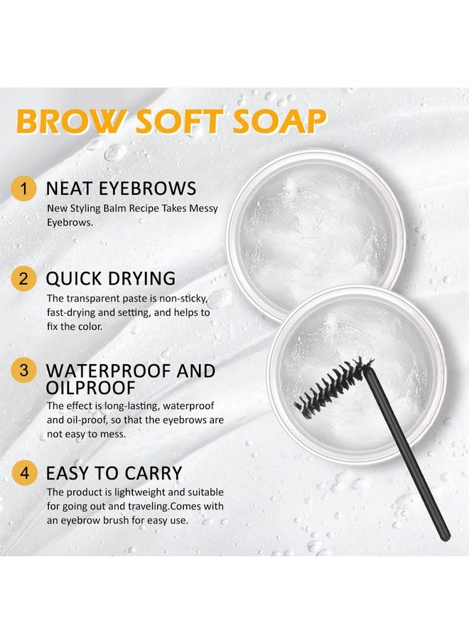 Soap Brows Kit,2Pcs/Set Eyebrow Freeze Styling Wax,Waterproof Long-lasting Eyebrows Enhancer Shaping Clear Tint Gel, Eye Brow Makeup Balm Pomade Cosmetics (2pcs 01#)