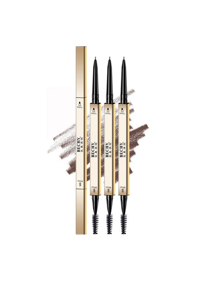Eyebrow Pencil,3 PCS Waterproof Long-Lasting Microblading Dark brown Brow Pencil,Natural Eyebrow Makeup Ultra Slim Defining Eyebrow Pencils