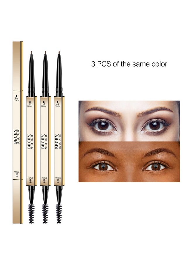 Eyebrow Pencil,3 PCS Waterproof Long-Lasting Microblading Dark brown Brow Pencil,Natural Eyebrow Makeup Ultra Slim Defining Eyebrow Pencils