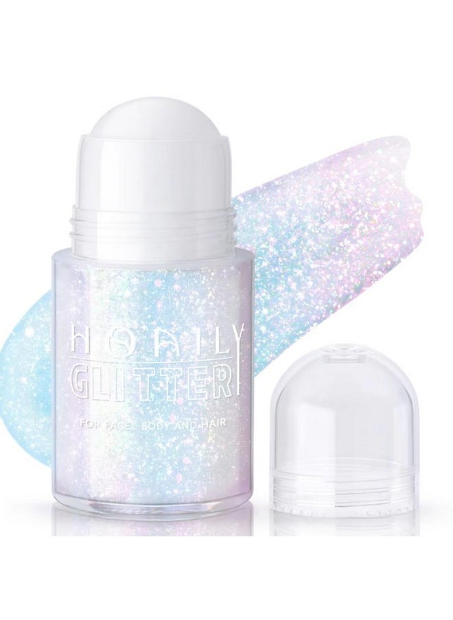 HOSAILY Roll-on Holographic Body Glitter Gel for Body Face Hair, Chameleon Color Changing Glitter Gel Under Light, Chunky Mermaid Sequins Festival Party Body Shimmer Glitter Makeup (8# Sparkling Pink)