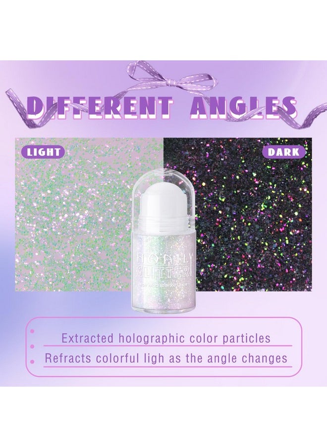 HOSAILY Roll-on Holographic Body Glitter Gel for Body Face Hair, Chameleon Color Changing Glitter Gel Under Light, Chunky Mermaid Sequins Festival Party Body Shimmer Glitter Makeup (8# Sparkling Pink)