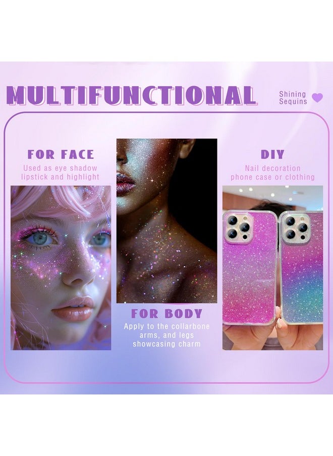 HOSAILY Roll-on Holographic Body Glitter Gel for Body Face Hair, Chameleon Color Changing Glitter Gel Under Light, Chunky Mermaid Sequins Festival Party Body Shimmer Glitter Makeup (8# Sparkling Pink)