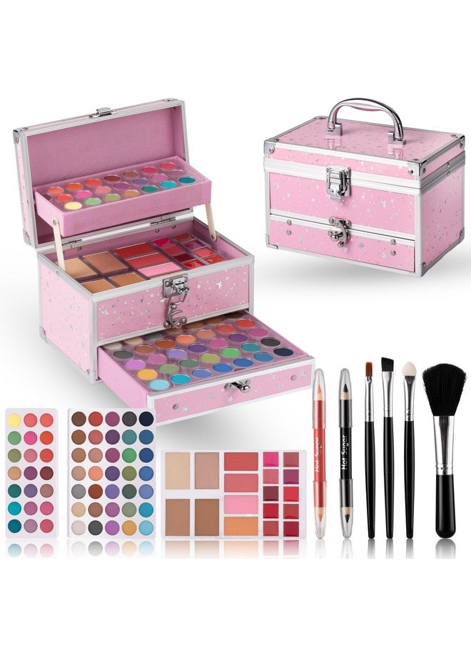Hot Sugar Makeup Kit for Teens with Train Case, Portable Beginner Makeup Gift Set, Makeup Beauty Kit for Girls (PINK)