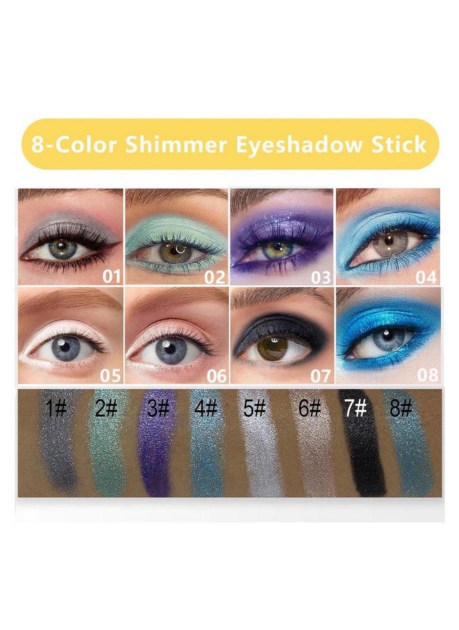 Daeuwiutr Purple Eyeshadow Stick, Highlighter Eye Liner,Eye Brightener Stick, Shimmer Creamy Eyeshadow, Waterproof Eyeshadow Pencil Long Lasting Eye Shadow Makeup.#3 purple shimmer