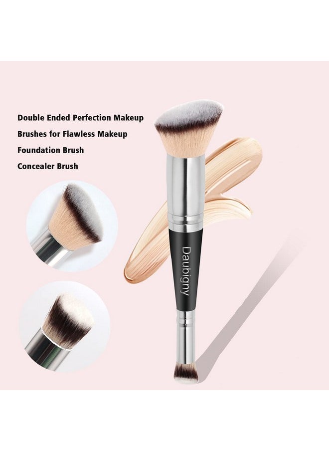 Makeup Brushes Daubigny Makeup BrushDual-ended Angled Foundation Brush Concealer Brush Perfect for Any Look Premium Luxe Hair Rounded Taperd Flawless Brush Ideal for Liquid, Cream, Powder,Blending,