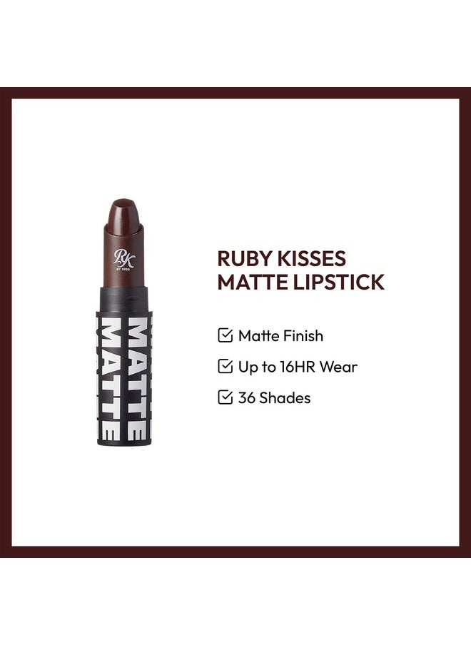 Ruby Kisses Ultra Matte Super Rich Lipstick 3.5g/0.12oz (RMLS13 DARK PLUM SCENE)