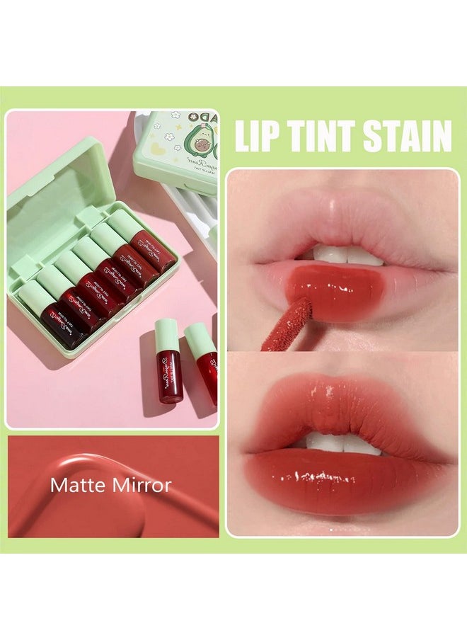ZARICS 6 Colors Lip Tint Stain Set,Korean Lip Gloss Lip Stain Tint Plumping Mini Liquid Matte Lipstick,Multi-use Lip and Cheek Tint,Long lasting Non-Stick Cup Waterproof,High Pigment Lip Tint Makeup
