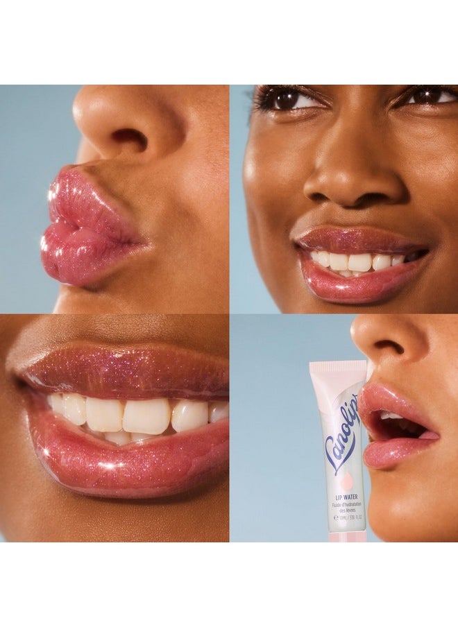 Lanolips Lanolin Lip Water - Tinted Lip Gloss Serum - Hyaluronic Acid Lip Balm for a Shimmery, Hydrated Lip Glow - Lanolin Oil Lip Moisturizer for Dry, Cracked Lips - Watermelon (10ml / 0.34 fl oz)