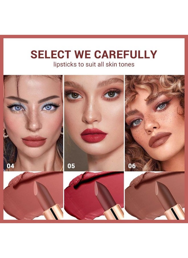 CAKAILA 3 Pcs Nude Lipstick Matte Sets,Light to Dark Velvet Lipstick for Women Long Lasting Waterproof 24 Hours Lip Stick Lip Stain Makeup Gift Sets,labiales mate 24 horas originales