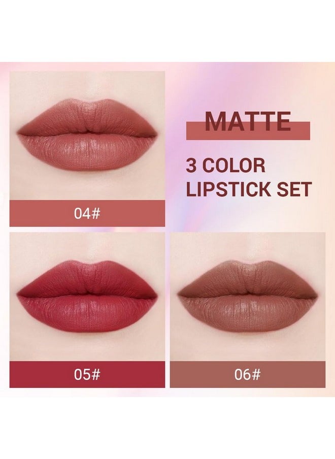 CAKAILA 3 Pcs Nude Lipstick Matte Sets,Light to Dark Velvet Lipstick for Women Long Lasting Waterproof 24 Hours Lip Stick Lip Stain Makeup Gift Sets,labiales mate 24 horas originales