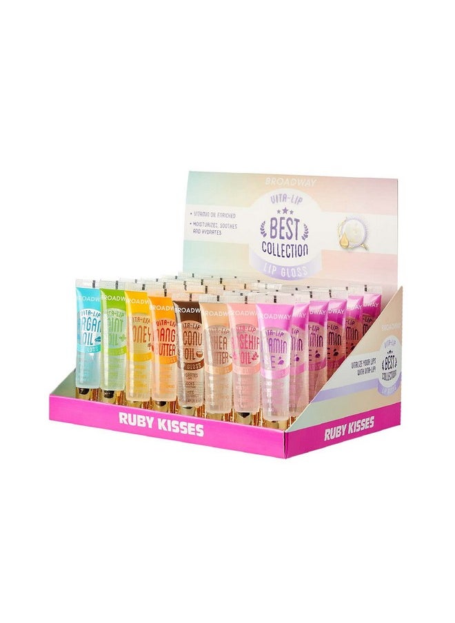KISS LIPGLOSS Broadway Clear Lip Gloss, Non-Sticky Vitamin Oil Enriched Super Glossy 48PCS