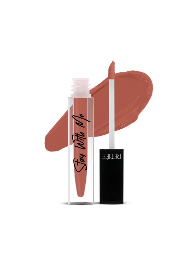 RENEE Stay With Me Matte Lip Color - Creme Of Caramel 5ml| Long lasting, Light Weight & Non Transfer Formula| Water & Smudge Proof