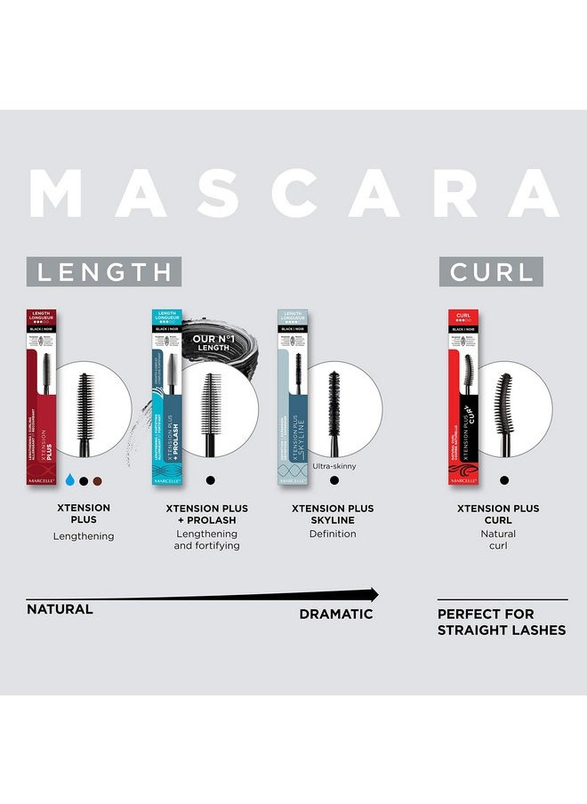 Marcelle Xtension Plus + Pro Lash Growth Complex Mascara, Black, 1 Tube