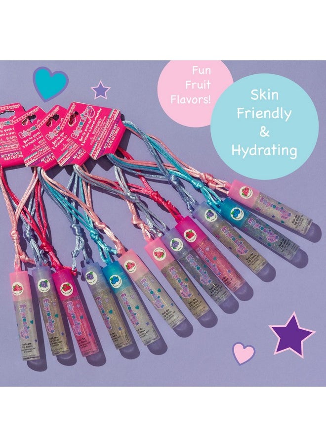 Expressions 12pc Lip Gloss Necklace, Fruit Flavored Lip Gloss Set, Lip Gloss Value Pack, Teen Girls Party Favors, Non Toxic Lip Gloss Necklaces For Girls