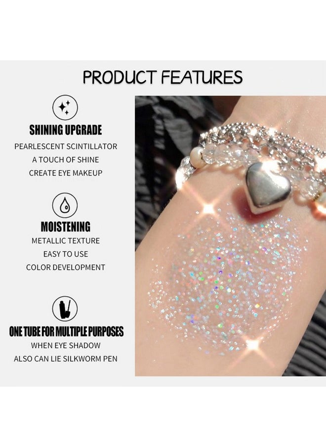 Erinde Liquid Glitter Eyeshadow Eyeliner, Korean Makeup Tear Drop, Shimmer Metallic, Lightweight Waterproof Long Wearing, Loose Glitter Glue for Crystals Eye Glitter Christmas Makeup, Colorful Sequins