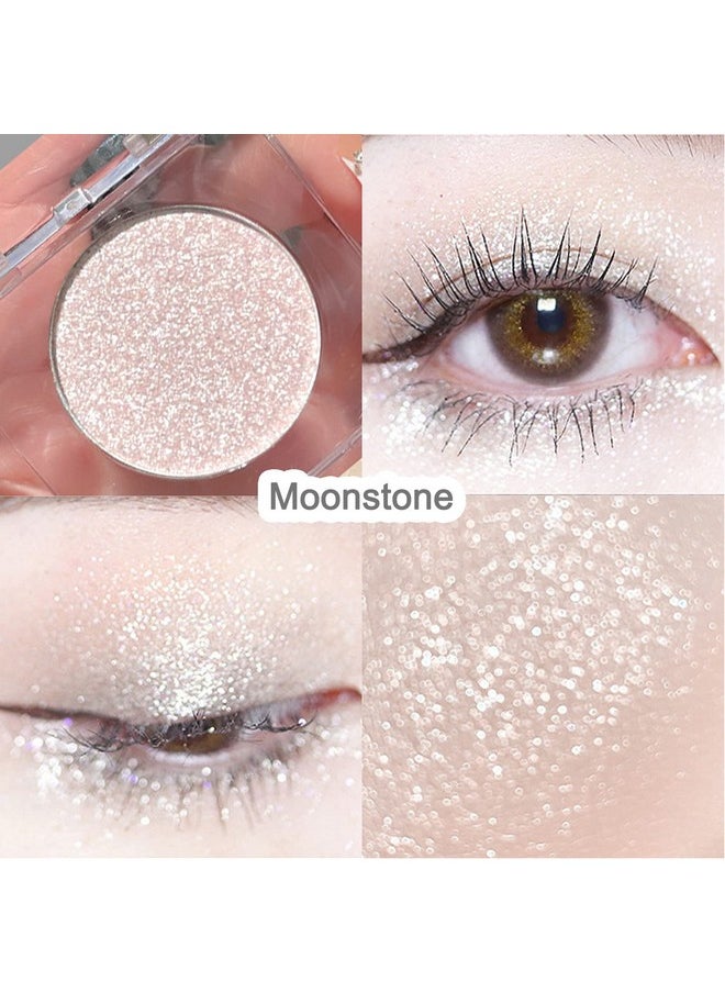 Jutqut Shimmer Glitter Eyeshadow Palette, Korean Eye Glitter Sparkle Eye Shadow, Long-Lasting Shimmery Eye Makeup and Highlight, Ultra-Blendable & Waterproof, Vegan Formula (Moonstone)