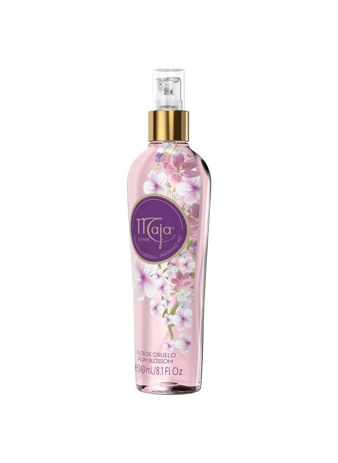 Maja Plum Blossom Perfumed Body Mist with Floral and Fruity notes to refresh yourself any time, Transparent Purple, 8.1 Fl Oz, Spray Bottle