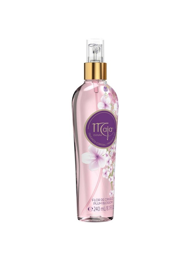 Maja Plum Blossom Perfumed Body Mist with Floral and Fruity notes to refresh yourself any time, Transparent Purple, 8.1 Fl Oz, Spray Bottle