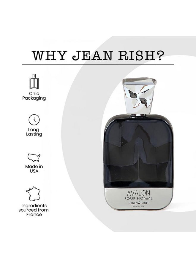 Jean Rish Avalon Eau De Toilette - Perfume for Men (3.4 Fl Oz / 100ml) with Bergamot, Lemon & Woody Notes - Long Lasting and Luxury Fragrance