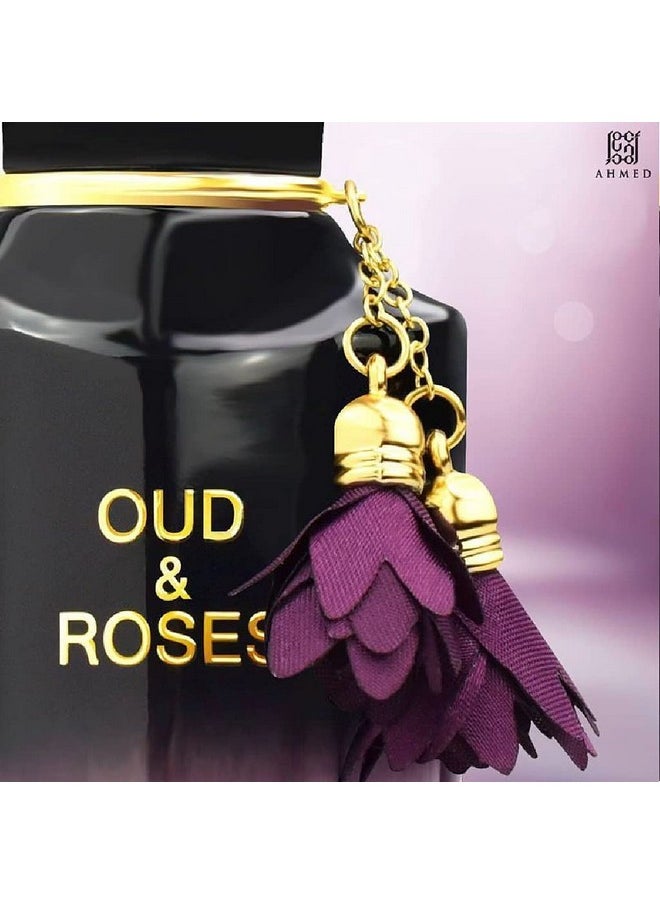 AHMED Oud & Roses 60mL Unisex Oriental Perfume for Men and Women a Woody Floral Oriental Fragrance with Oudh (Frankincense) and Rose Accords