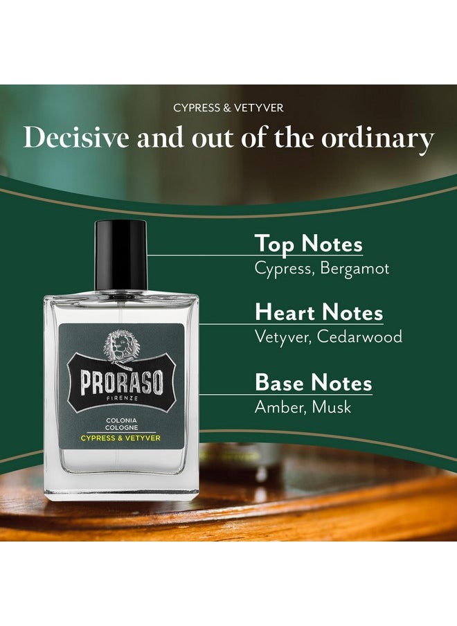Proraso Eau De Cologne, Cypress and Vetyver, 3.4 Fl Oz
